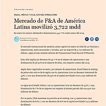 Mercado de F&A de Amrica Latina moviliz 3,722 mdd